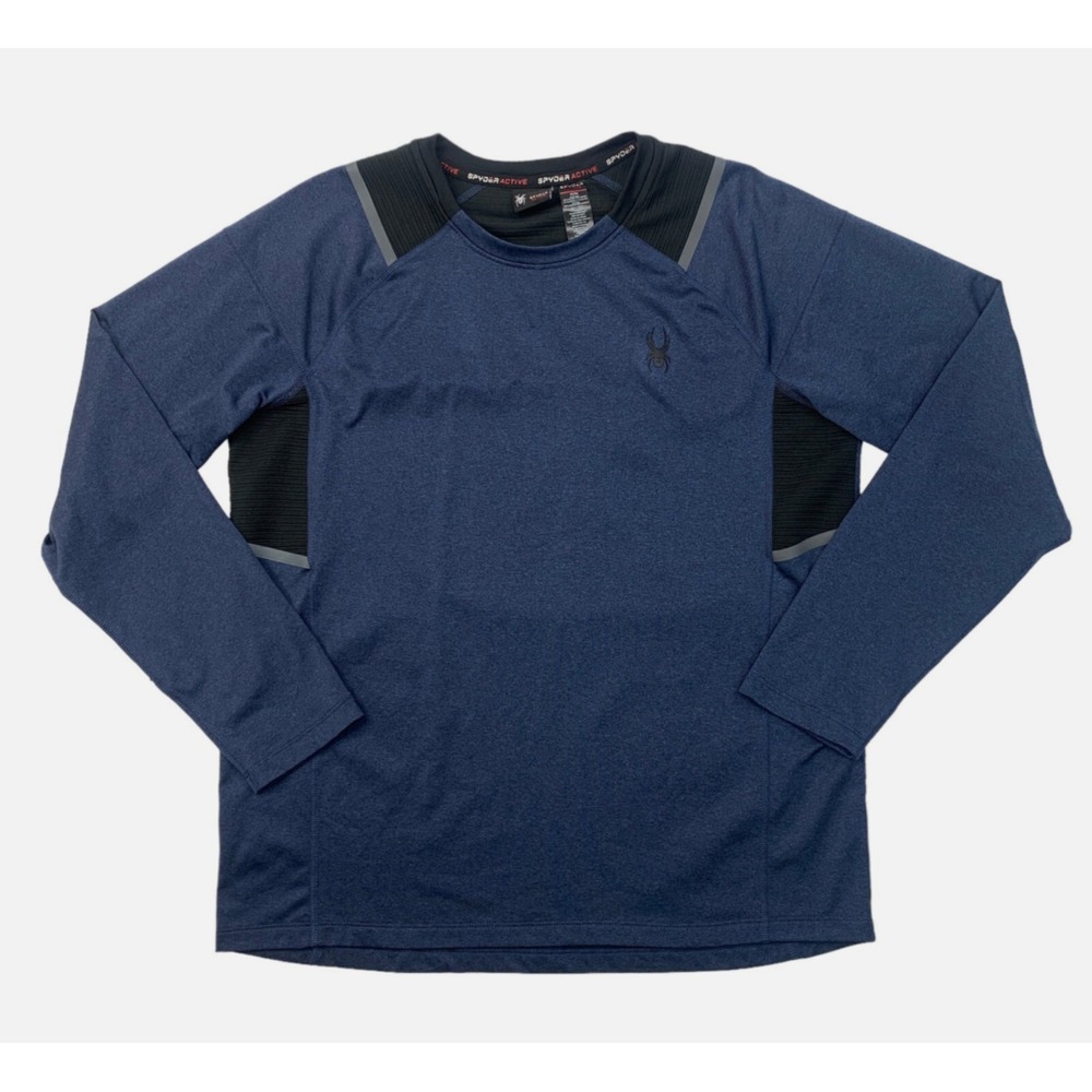 Spyder‎ Shirt Mens L Blue/Black Active Proweb Stretch Long-Sleeve Pullover